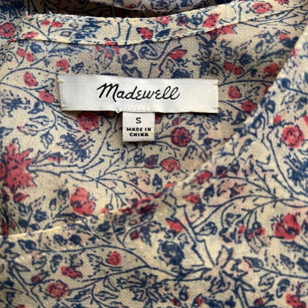 Madewell Chiffon Sharon Tie back Floral Babydoll Dress - Picture 5 of 9